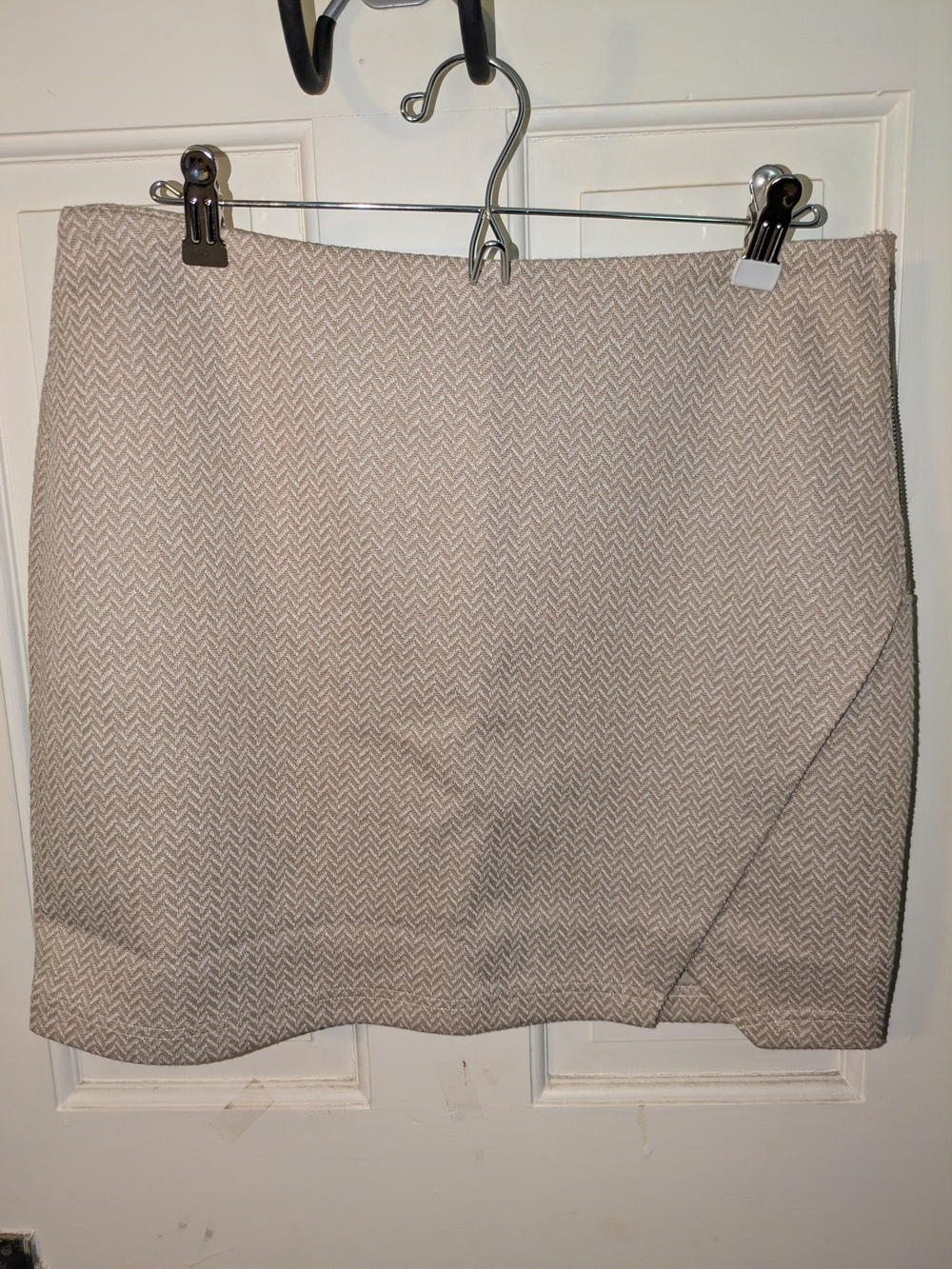 Hem & Thread Neutral Chevron Beige Mini Skirt